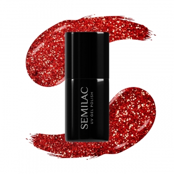 318 Lakier hybrydowy UV Hybrid Semilac Burgundy Red Glitter 7ml